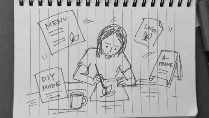 Notebook and coffee on a work desk